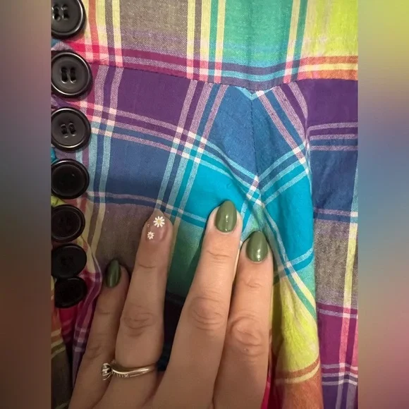 Retro inspired Handmade Cutesy Rainbow Plaid Women's Dress - Picture 3 of 9